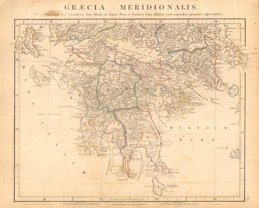 SOUTHERN ANCIENT GREECE. Graecia Meridionalis. Peloponnese. ARROWSMITH 1828 map
