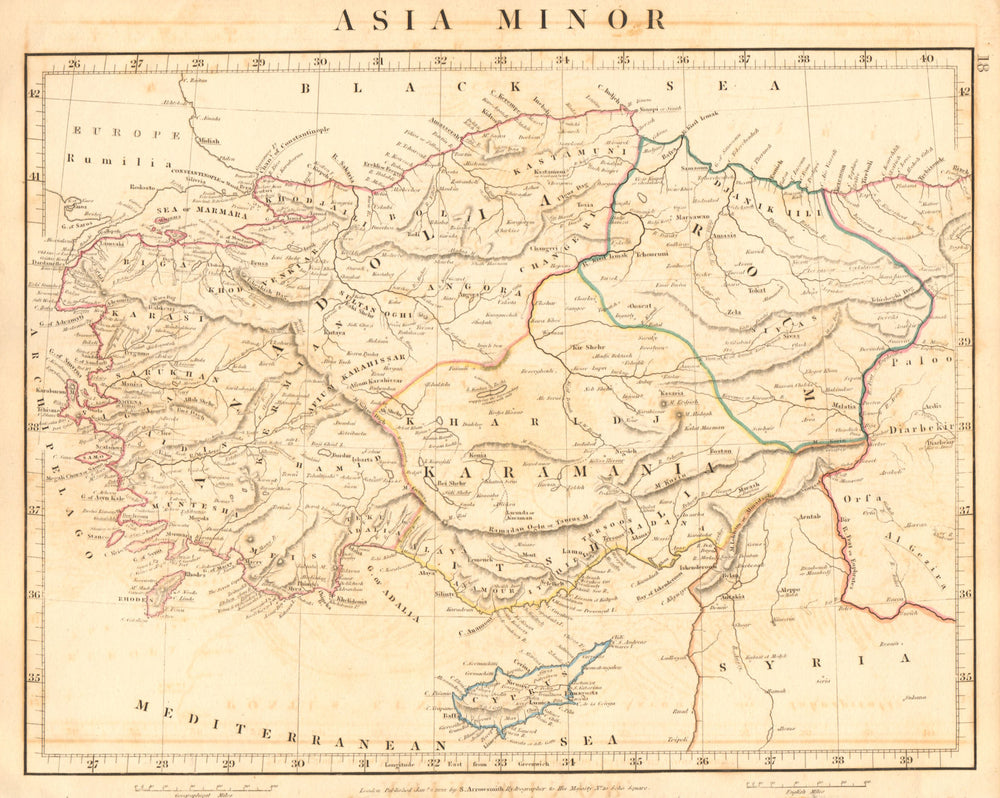 ASIA MINOR. Turkey. Anadolia Karamania Anatolia. ARROWSMITH 1828 old map