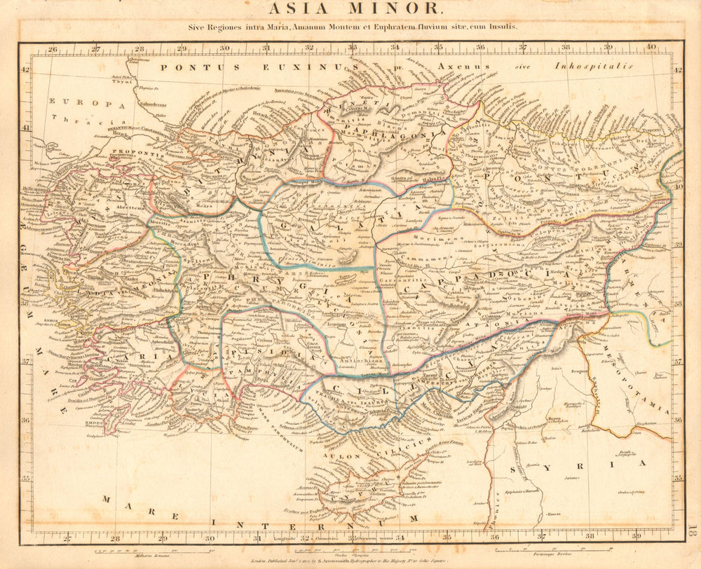 ANCIENT ASIA MINOR. Galatia Cappadocia Phrygia Bithynia. ARROWSMITH 1828 map
