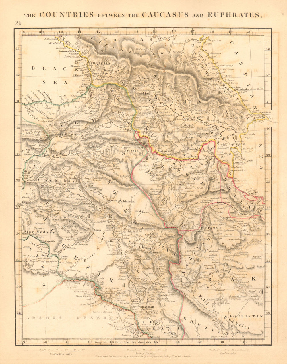SW ASIA. Transcaucasia Iraq Georgia Armenia Turkey Iran. ARROWSMITH 1828 map