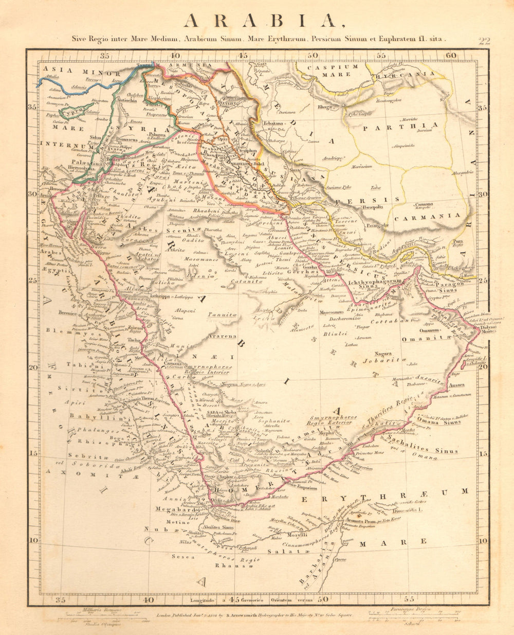 ANCIENT ARABIA. Arabicum Sinum Mare. Red Sea. Persian Gulf. ARROWSMITH 1828 map