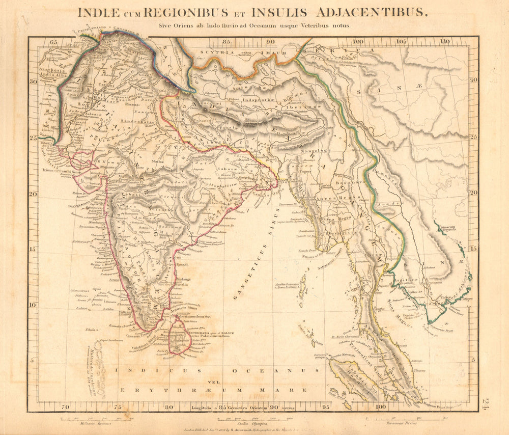 ANCIENT INDIA & INDOCHINA. Indiae cum Regionibus… ARROWSMITH 1828 old map