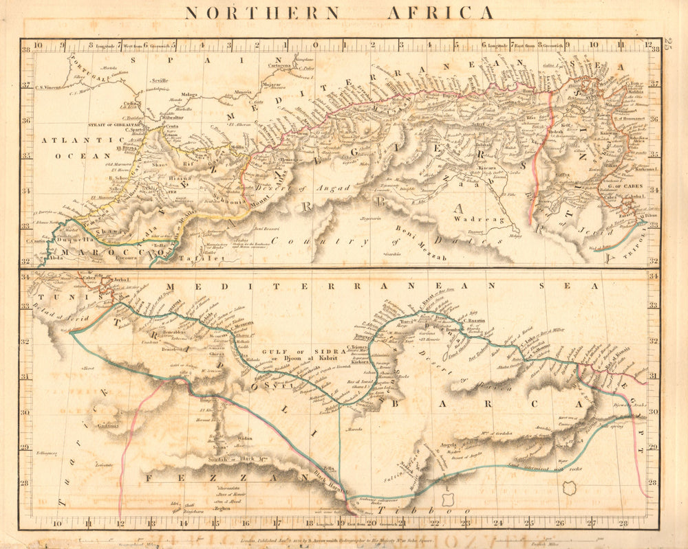 NORTHERN AFRICA Maghreb Morocco Algiers Tunis Tripoli Barca. ARROWSMITH 1828 map