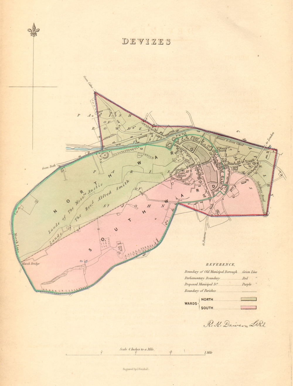 DEVIZES borough/town plan. BOUNDARY COMMISSION. Wiltshire. DAWSON 1837 old map