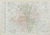 LONDON POSTAL DISTRICTS. Post code areas. N NW W SW SE E. BACON 1913 old map