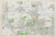 FRIERN BARNET/HORNSEY Palmers/Wood Green Southgate Muswell Hill. BACON  1913 map
