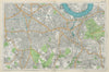 LONDON SOUTH Camberwell Greenwich Deptford Lewisham Southwark. BACON  1913 map