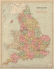 ENGLAND antique index map by GW BACON 1883 old vintage plan chart