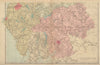 LAKE DISTRICT Cumbria & Westmorland (South sheet) county map GW BACON 1883