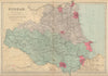 DURHAM antique county map by GW BACON 1883 old vintage plan chart