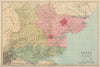 ESSEX antique county map by GW BACON 1883 old vintage plan chart