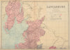 LANCASHIRE (North sheet) antique county map by GW BACON 1883 old