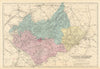 LEICESTERSHIRE & RUTLANDSHIRE antique county map by GW BACON 1883 old