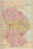 LINCOLNSHIRE antique county map by GW BACON 1883 old plan chart