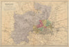 MIDDLESEX antique county map by GW BACON 1883 old plan chart