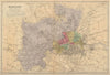 MIDDLESEX antique county map by GW BACON 1883 old plan chart