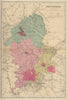 STAFFORDSHIRE antique county map by GW BACON 1883 old plan chart
