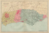 SUSSEX antique county map by GW BACON 1883 old vintage plan chart