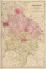WARWICKSHIRE antique county map by GW BACON 1883 old plan chart
