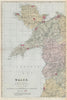 WALES (North West) Anglesey Snowdonia Gwynedd antique map by GW BACON 1883