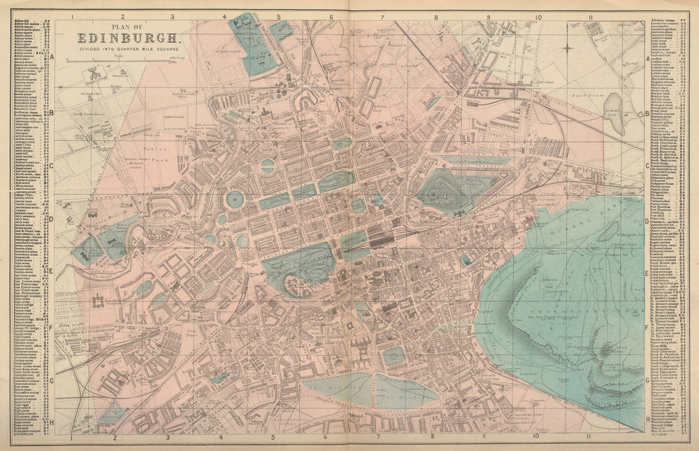 EDINBURGH Canongate Broughton Gayfield town city plan GW BACON 1883 old map