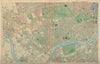 LONDON South West Kensington Chelsea Fulham Battersea city plan BACON 1883 map