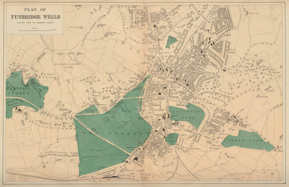 TUNBRIDGE WELLS Ferndale Ephraim Sion Camden town city plan GW BACON 1883 map