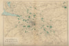 GLASGOW & ENVIRONS Lanark Renfrew antique map by GW BACON 1883 old