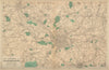 MANCHESTER & ENVIRONS Bolton Stockport Oldham antique map by GW BACON 1883