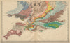 GEOLOGICAL ENGLAND & WALES (South sheet) antique map by GW BACON 1883 old