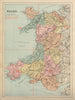 WALES antique index map by GW BACON 1885 old vintage plan chart