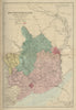 MONMOUTHSHIRE & RIVER WYE antique county map by GW BACON 1885 old