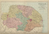 NORFOLK antique county map by GW BACON 1885 old vintage plan chart