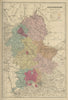 STAFFORDSHIRE antique county map by GW BACON 1885 old plan chart