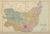 SUFFOLK antique county map by GW BACON 1885 old vintage plan chart