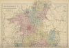 WORCESTERSHIRE & GLOUCESTERSHIRE (North) antique county map by GW BACON 1885