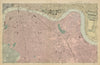 LONDON South East Docks Southwark Lambeth Lewisham town city plan BACON 1885 map