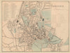 OXFORD antique town city plan by GW BACON University Colleges 1885 old map