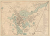 CAMBRIDGE antique town city plan by GW BACON University Colleges 1885 old map