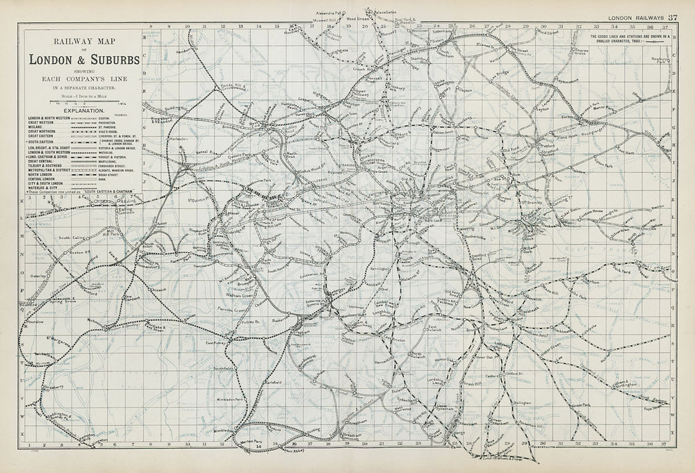 LONDON RAILWAYS shows companies & termini. Tube Underground. BACON 1906 map
