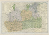 SURREY county map. Parliamentary constituencies divisions. Railways. BACON 1906