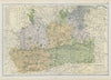 SURREY county map. Parliamentary constituencies divisions. Railways. BACON 1906