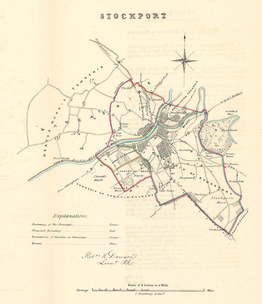 STOCKPORT borough/town plan. REFORM ACT. Cheshire. DAWSON 1832 old antique map