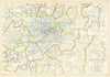 LONDON GAS SUPPLY areas + UNDERGROUND/Tube & electrified railways.BACON 1923 map