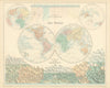 World in twin Hemispheres. Mountains and Rivers. BARTHOLOMEW 1862 old map