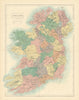 Ireland showing counties & railways by SIDNEY HALL 1862 old antique map chart
