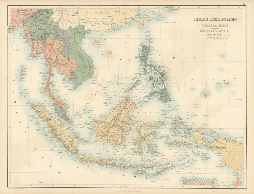 Indian Archipelago, Burmah, Siam. Indochina Indonesia. BARTHOLOMEW 1862 map