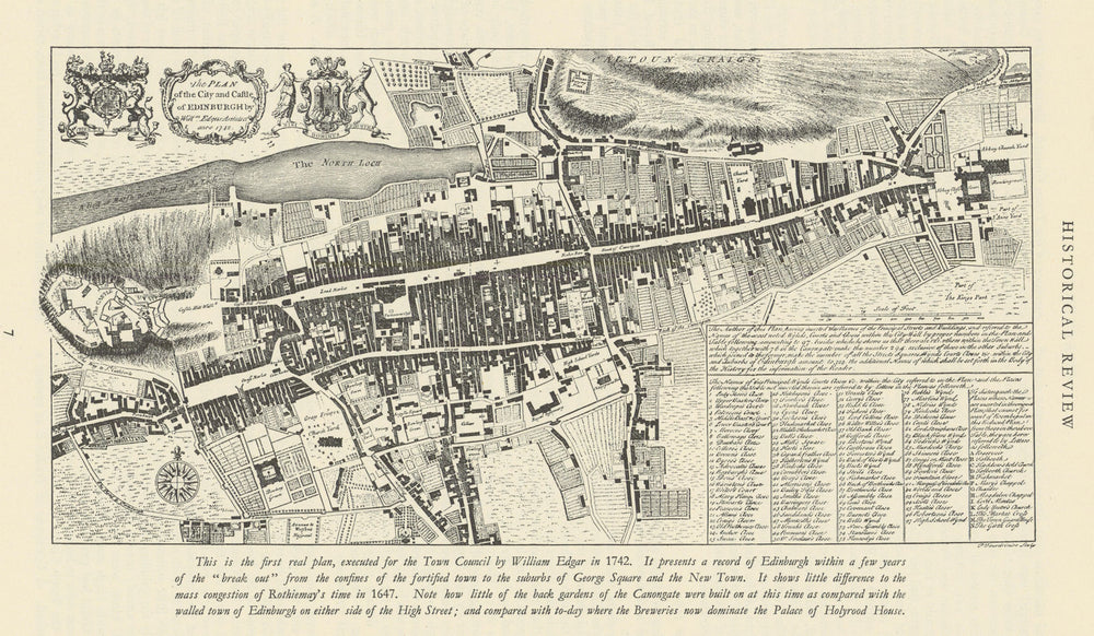 The City & Castle of Edinburgh after Edgar, 1742. Facsimile copy 1949 old map