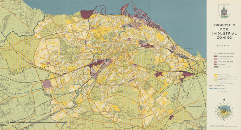 EDINBURGH. Proposals for Industrial Zoning. PATRICK ABERCROMBIE 1949 old map
