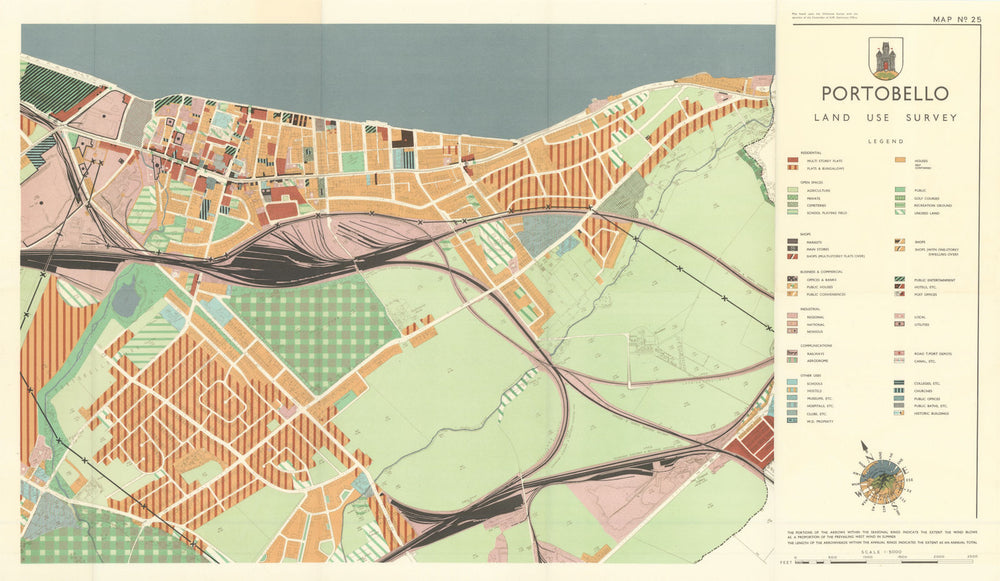 EDINBURGH. Land Utilisation Survey of Portobello. PATRICK ABERCROMBIE 1949 map